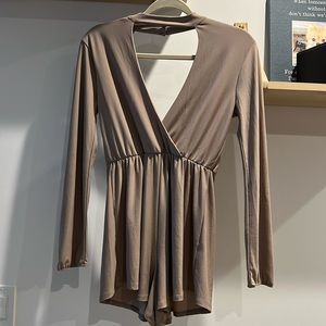 Longsleeve Romper with choker neck detail